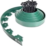Bordo Giardino Flessibile 10m In PE Con 60 Picchetti E Guanti, Per Aiuole E Prati, Altezza 5cm