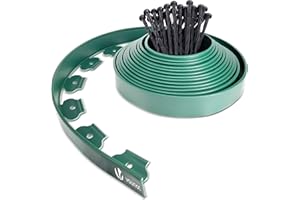 VOUNOT® Bordo Giardino Flessibile, Bordi Aiuole Plastica, con 30 Chiodi di Fissaggio, Lunghezza 10m, Altezza 5cm, Verde