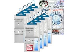 TECH IT EVOLUTION Deumidificatore Armadio Profumato al Lino 8 Pack x 230g-500ml Sacchetti Deumidificatori Antimuffa Assorbi Umidità Elimina Umidità e Cattivi Odori per Armadi, Camere Da Letto, Bagno Cucina