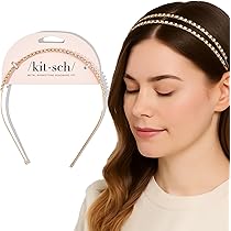 Cerchietto per capelli con perle a foglia, con strass, per matrimonio, colore: oro