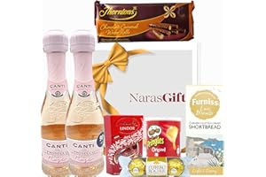 NARAS Canti Prosecco Gift Set - 2x Canti Prosecco Rose Wine, Chocolates, Biscuits, Wafer Rolls - Prosecco Gifts for Women, Alcohol Gift Hampers for Couples, Birthday Hampers, Mothers Day Hamper