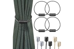 Milaloko 4 szt. Silna magnetyczna zasłona Tiebacks z grubszą ozdobną liną skrętną krawat z tyłu uchwyty do zasłon okiennych, czarny