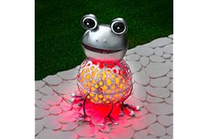 GloBrite Colour Changing LED Garden Metal Scroll Solar Light - Ornament Decoration Patio Light (Frog)