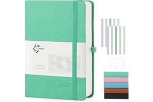 FASOOD Cuaderno A5 Cuadriculado, Libreta de Tapa Dura Con 320 Páginas 100g/m² Papel,para Escritores, Diaristas, Reuniones de Negocios y Estudiantes (Verde)