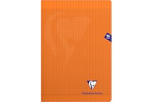Clairefontaine 383161C Un Cahier Agrafé Mimesys Orange - A4 21x29,7 cm 96 Pages Grands Carreaux Papier Clairefontaine Blanc 90 g - Couverture Polypro