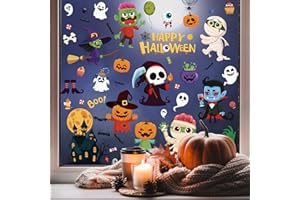 YIHELU Adesivi per Halloween, Adesivi per Finestre di Halloween Set di Adesivi Riutilizzabili, Decorazioni per Feste di Halloween, 9 Fogli (Adesivi per Halloween-D)