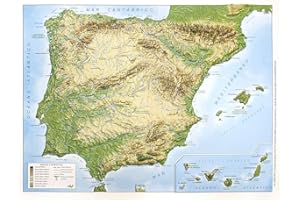 Mapa en relieve España físico. Escala 1:3.500.000, 41x31 cm