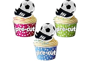 AK GIFTSHOP Football And Boot - Edible Cupcake Toppers/Cake Decorations (Pack of 12)