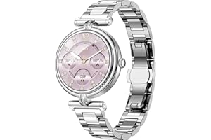 FINDTIME Smartwatch Damen Telefonieren Silber Fitness Tracker IP68 Wasserdicht Edelstahl Smart Watch Pulsuhr Schrittzähler Uhr Blutdruck Herzfrequenzmesser Fitnessuhr für iOS Android Frauen Elegant Sportuhr