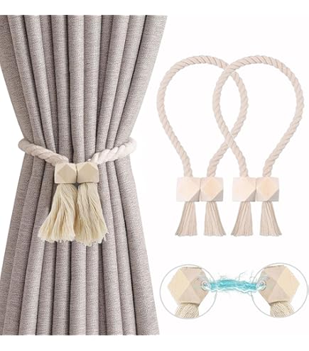 Yatinkim 2 Pack Magnetische Gordijn Tiebacks Tie Backs Gordijnen Houders Venster Draperieën Decoratieve Accessoires Blackout Sheer Boerderij Douche