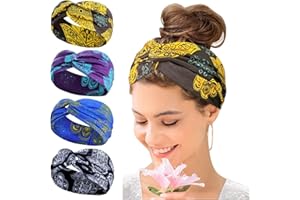 KAVYA Wide Headbands for Women's Hair Headband Soft Head Bands Adult Women Hairband Turban Flower Cotton Head band Everyday Yoga Sport Fitness