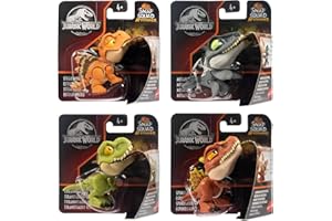 TOPTOYS2U BARGAIN BUNDLES Jurassic World Snap Squad Attitudes - Set di 4 statuine Spinosaurus, Mosasaurus, Tyrannosaurus Rex, Stegosaurus