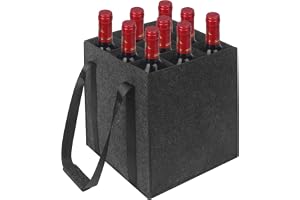 ACOMTUO Vin Flaskhållare, Vattenflaskhållare med fack, återanvändbar flaskhållare, för vatten eller vinflaskor Max. 1,5 liter (svart), Grå, 9 Caselle, Flaskväska