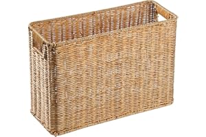 predolo Japanese Style Magazine Rack Organizing Rattan for Closet Bedroom, Rattan Basket Bin, Farmhouse Standing Rack Magazine Wicker Storage Basket for Books Organizer, Files Newspapers Tablets