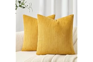 Topfinel Set di 2 federe 50x50 giallo a righe in velluto a coste Federe decorative per divani