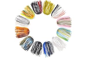 Eupheng 12 Colors Silicone Jig Skirts Fishing Lure Skirt Replacement for Spinnerbaits Bass Buzzbaits DIY Squid Jig Spinner Bait Buzzbaits Accessories