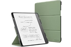 MoKo Stand Case for Kindle Scribe 10.2" 2024/2022, Celadon | Premium Leather, Trifold Stand Cover, Pen Holder, Auto Sleep/Wak