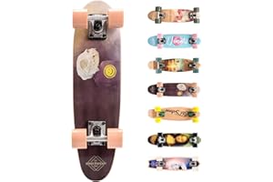 ‎METEOR Deskorolka skate mini cruiser Klasyczna fiszka skateboard longboard do Nauki jazdy dla dzieci Deska dla początkujących Idealna na skatepark Drewniana retro lekka tania młodzież nastolatków meteor