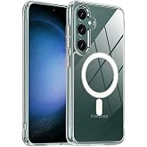 Ehr. Case for Samsung Galaxy S24 FE Camera Protected Transparent Case with Wireless Charging Feature Compatible with Magsafe (Transparent, Samsun