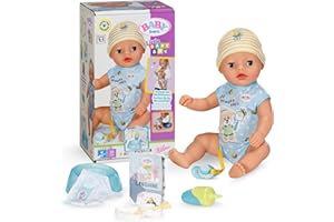 BABY born Little Magic Boy 835340 - 36cm Doll with 7 Lifelike Functions and Accessories - No Batteries Required - Suitable for Children from 1 Years Old, White