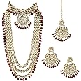 Peora Kundan Faux Pearl Bridal Jewelry Set Gift for Women