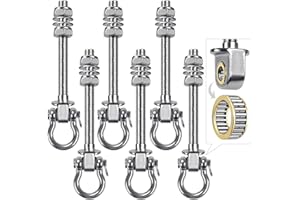 Dolibest 6 haków na huśtawkę, łożyska drewniane, 175 mm, hamak, mocowanie M10, do dużych obciążeń, fotel wiszący, sufit betonowy, stal nierdzewna, obrotowy worek bokserski, uchwyt sufitowy, hak