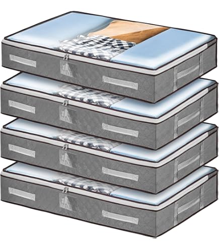 Opvouwbare grote opbergdozen voor onder het bed - Set van 4 - Kleding Opvouwbare grote opbergdozen voor onder het bed - Set van 4 - Kleding