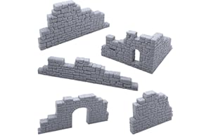 EnderToys Set di pareti in pietra rovinata B, paesaggio del terreno per tavolo 28 mm miniature Wargame, stampato 3D e verniciabile
