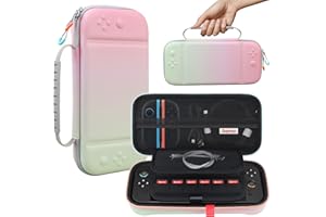 Supmay Carrying Case for Nintendo Switch 2(2025), Protective Hard Shell Portable Travel Carry Case Pouch Holds with 24 Game Cartridges and Mesh Pocket for Switch 2 Accessories, Fancy Pink Green