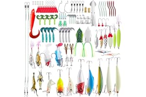 TUXIBIN Kit Esche da Pesca 155 Pezzi,Artificiali Richiamo,spinning pesca,set pesca mare,Esche Artificiali da Pesca Contiene Crankbaits, Stickbait, Vermi, Esche Dure, Ganci Singolo, Pinze, ECC