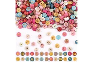 DTYDECLE 1200 Stück Bunte Buchstaben Perlen, 7mm A-Z Buchstaben Perlen Set Colored Alphabet Beads mit Loch zum Auffädeln für Schmuckherstellung DIY Armbänder Halsketten Handwerk