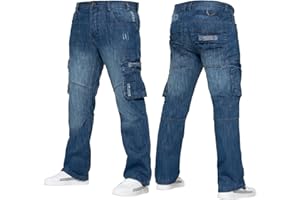 989Zé ENZO Mens Cargo Combat Jeans Casual Cotton Denim Straight Leg Pants Trousers