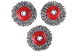 ONLISUM 3 cepillos de alambre ondulado, 115 mm, M14, inoxidable, cónico, para amoladora angular