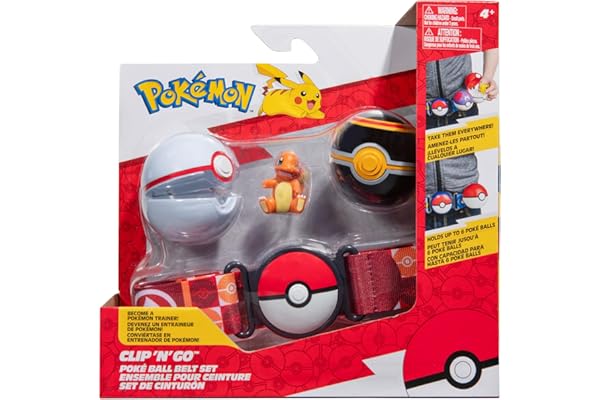 Pokémon Figurine de Combat de Charmander de 5,1 cm avec Ceinture Clip 'N' Go, Balle de Luxe et Accessoires Pokéball, PKW3163