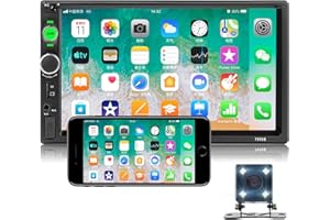 NHOPEEW 7 inch Double Din Car Stereo with Reversing Camera Touch Screen Car Radio MP5 Player Support Mirror Link Bluetooth SWC FM AUX TF Card