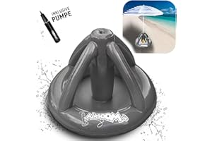 Airboom - aufblasbarer Schirmständer für Strandschirme inkl. Pumpe Getränkekühler Sonnenschirmhalter Strand Camping Sonnenschutz (grau)