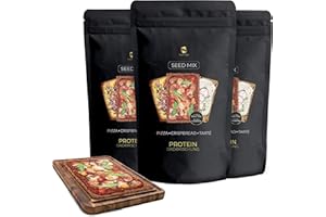 Mélange de Semences Protéine 3x200g | Parfait pour Pizza, Tarté 12x100g | 48x25g Pain Croquant | 31% Protéine 9g Glucide| Sans Gluten & Céréale | Pour régime Paléo, Kéto, Low Carb et Diabétique