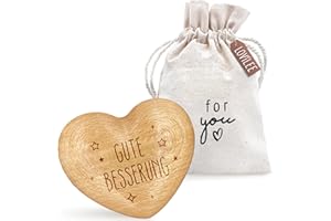 ‎LOVILEE LOViLEE® Gute Besserung - Handschmeichler Holz Glücksbringer OP - Holz Herz inkl. Geschenkbeutel & Grußkartenset - Mutmacher Geschenk, Schutzengel Geschenk, Gute Besserung Geschenke Frauen