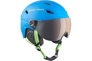 BLACK CREVICE Casque Ski Silvretta I Casque Ski avec visière Style Pilote I différentes Couleurs I Casque Ski Hommes & Femmes I Casque en Polycarbonate I Casque Respirant I Taille réglable