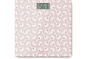 TERRAILLON - ONE SAKURA - Balance pèse personne électronique, Compact et ultra plat, Plateau en verre 27cm x 27 cm, Ecran LCD, Capacité 160Kg, Graduation 100g, Sérigraphie Sakura