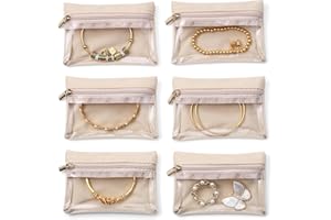 Vlando Velvet Jewellery Pouch with Zipper - 6 Pcs Travel Jewellery Organiser for Business Trip