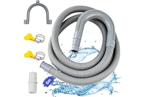 LUKIUP Universal Waschmaschinenschlauch, 1/1.5/2/2.5/3/4/5/6/7M Verlängerung für Waschmaschinen, mit Ablaufschlauchanschluss, Haken und Schlauchschelle, für Waschmaschine Geschirrspüler (6m)