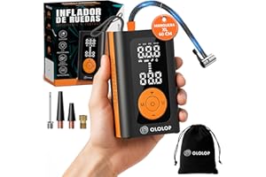 OLOLOP® SUPER compresor aire portatil PREMIUM con Linterna| Inflador Ruedas Coche+GUIA para Llevar a tu Familia Segura | inflador electrico | hinchador electrico| Bateria Emergencia para Movil