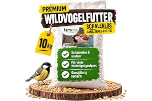 Produktabbildung: TerraUno Vogelfutter Wildvögel Ganzjährig, Wildvogelfutter Schalenfrei 10Kg | Schalenloses Streufutter ohne Ab