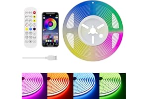 Tira de LED COB USB RGB de 5V con controlador de aplicación inteligente Bluetooth,PAUTIX tira de luz que cambian de color con 816LED/M 1.5M luces de cinta multicolor para TV,decoraciones de bricolaje