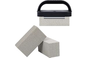 MOWOT Blackstone Griddle Cleaning Brick Block Heavy Duty Grill Cleaning Stone Bricks Non Scratch Flat Top Seasoning Stone Griddle Scrubber Cleaner Remove Greases Stains Residue -3 Pack with Handle