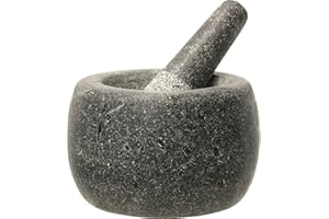 JADE TEMPLE 17204 Steinmörser mit Stößel im Set, effektives und einfaches mörsern,,aus massivem Granit Granit mit 14 cm Durchmesser und 10 cm Höhe