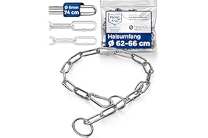 NIETFULLTHINGS Catena combinata per cani con circonferenza del collo 62-66 cm in acciaio inossidabile V4A, catena per cani con blocco antitiramento, collare a catena a maglie lunghe spesso 6 mm e lungo 74 cm in