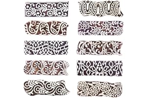 ‎ROYAL KRAFT Royal Kraft Rand Hölzern Drucken Stempel (Set von 10) - DIY Henna Stoff Textil Papier Ton Töpferei Blöcke Htag2177