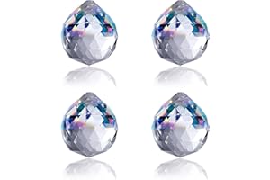 ‎BELLE VOUS BELLE VOUS Pack of 4 Crystal Sun Catchers - 45 mm Clear Crystal Ball Prism Chandelier Suncatcher Pendant Crystals for Hanging Chandeliers, Prisms, DIY Wedding Party & Garlands